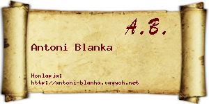 Antoni Blanka névjegykártya